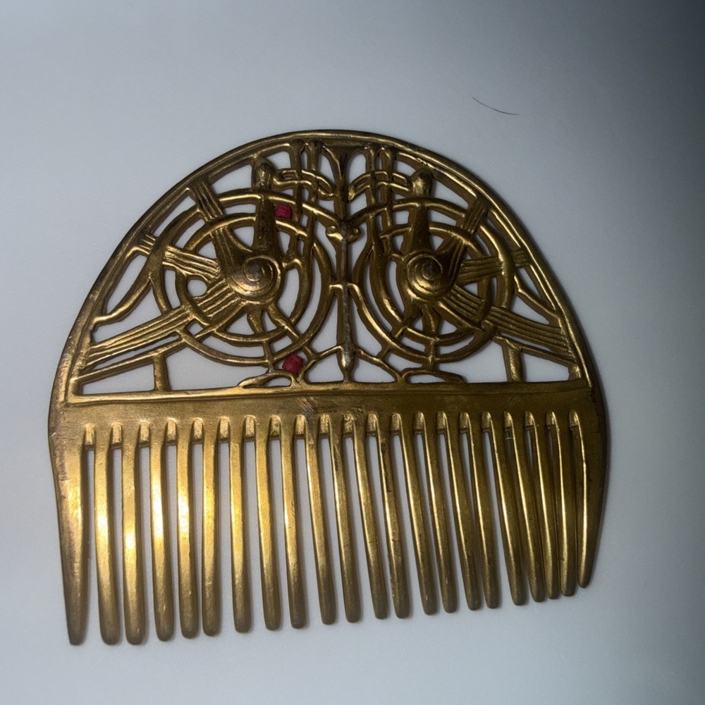 Rare 1977 Vintage MMA Metropolitan Museum Of Arts Hair Pin Comb Art Deco Birds